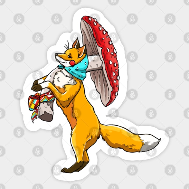 Fox with forest gift mushroom Sticker by Mariarti